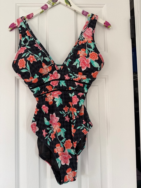 Sea Level Swim Other - Floral One-Piece Swimsuit in Black with Coral & Mint Flowers
